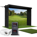 Uneekor EYE MINI LITE SportScreen Vanish LITE Hybrid-Retractable Golf Studio Complete Package | Home Golf Simulator Studio with Impact Screen, Enclosure, Hitting Mat, Putting Turf & Projector