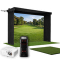 Uneekor EYE MINI SportScreen Vanish LITE Hybrid-Retractable Golf Studio Complete Package | Home Golf Simulator Studio with Impact Screen, Enclosure, Hitting Mat, Putting Turf & Projector