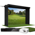 Uneekor EYE XO2 SportScreen Vanish LITE Hybrid-Retractable Golf Studio Complete Package | Home Golf Simulator Studio with Impact Screen, Enclosure, Hitting Mat, Putting Turf & Projector