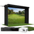 Uneekor EYE XR SportScreen Vanish LITE Hybrid-Retractable Golf Studio Complete Package | Home Golf Simulator Studio with Impact Screen, Enclosure, Hitting Mat, Putting Turf & Projector